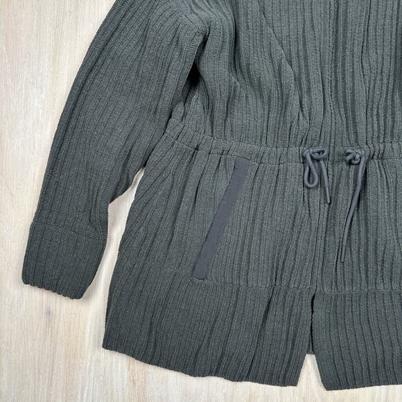 FLX Commuter Ribbed Knit Drawstring Waist Full Zip Cozy Casual Jacket Large - Picture 5 of 13